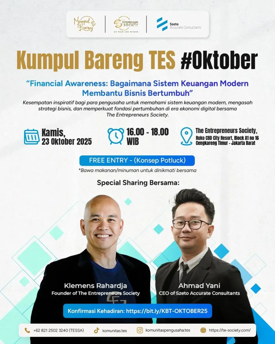 Community & speaking event – Siap upgrade pemahaman keuangan bisnismu ke level berikutnyaDi Kumpul Bareng TES Oktober…
